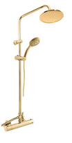 Shower mixer with head and hand shower THERMOSTATIC GOLD POLISHED