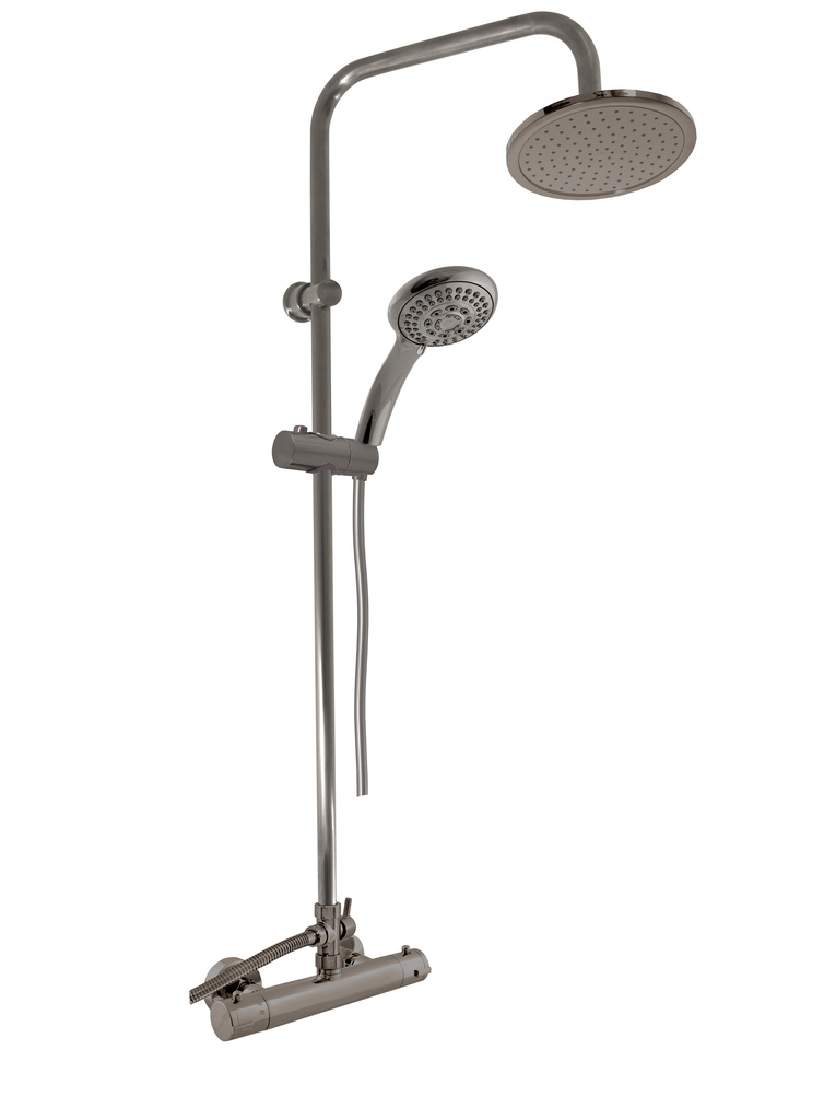 Shower mixer with head and hand shower THERMOSTATIC METAL GREY BRUSHED