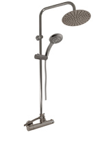 Shower mixer with head and hand shower THERMOSTATIC METAL GREY BRUSHED